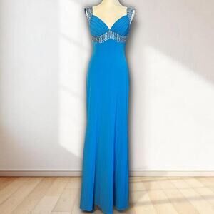 Vintage Y2K Electric Blue Beaded Cache Gown